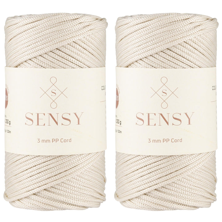 Sensy Premium 3 mm 120 Meter Polyester-Seil, 100% Polypropylen-Kordel, Makramee-Kordel, 3 mm Häkelta