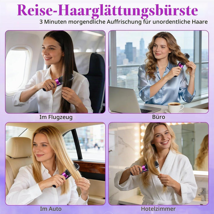 Glättbürste Kabellos Stylingbürste für Kurze Haare, Tragbare Glättungsbürste für Haarstyling, Go Bru