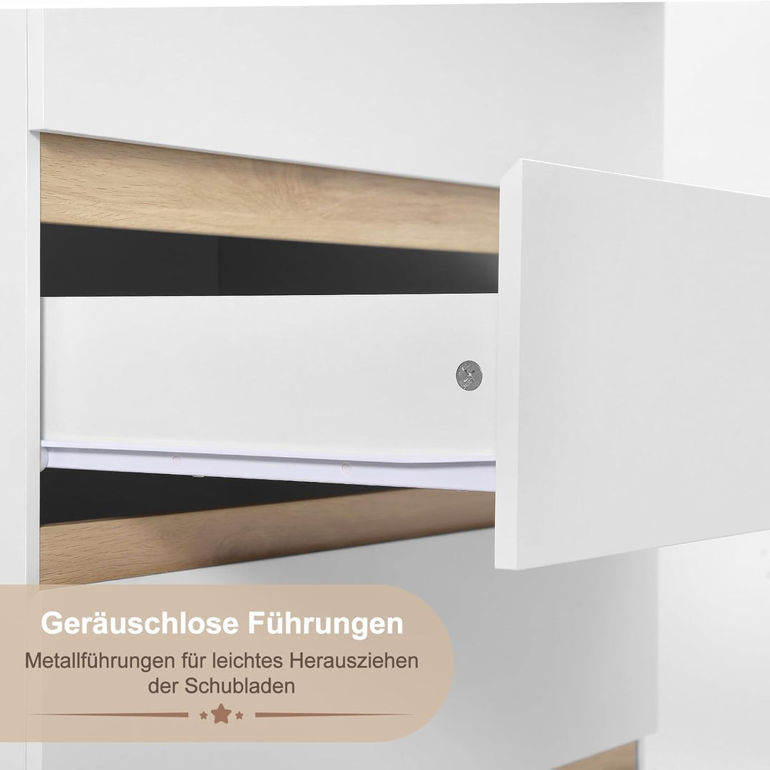 WOLTU Wickelkommode mit Wickelaufsatz, Wickeltisch, Kommode mit 3 Schubladen, Wickelaufsatz abnehmba