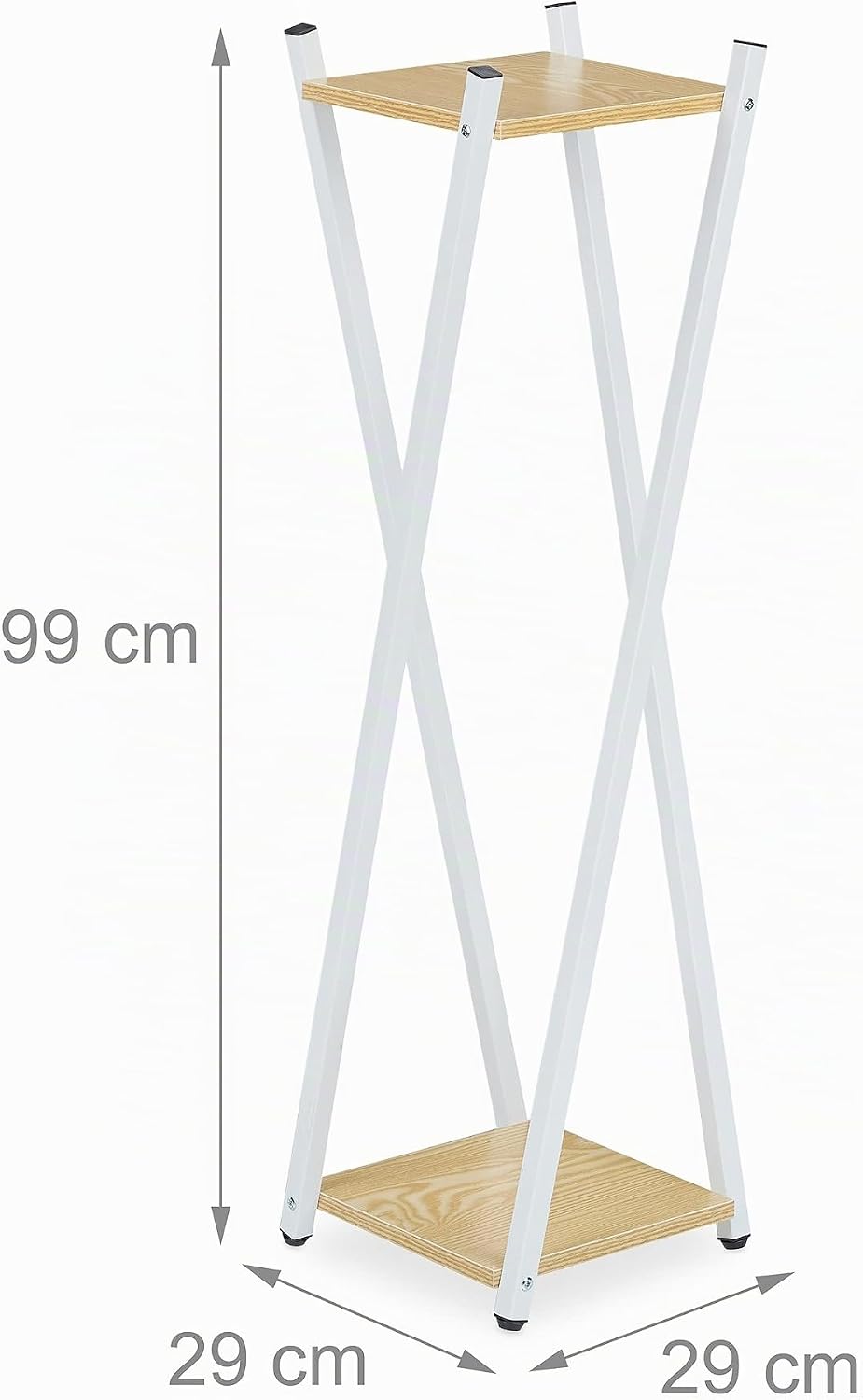 Relaxdays Blumenständer, 2 Etagen in Holzoptik, Metall, MDF, moderner Blumenhocker, HBT: 99 x 29 x 2