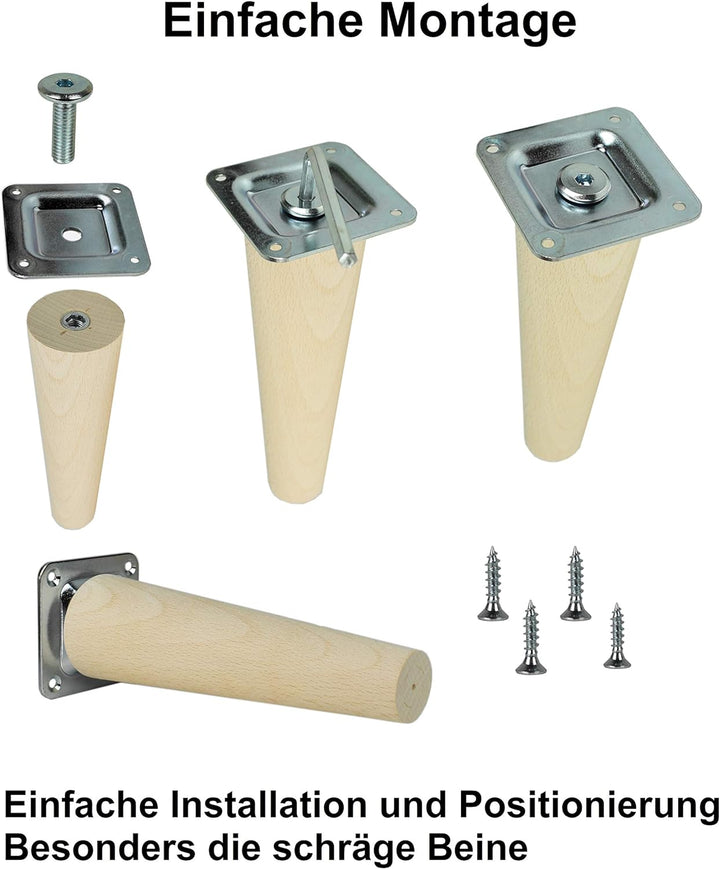 emoebelbeschlaege Prima Online 4X Holzfüsse Möbelfüsse Sofafüsse Buche Holzbeine gerade Länge 35cm B