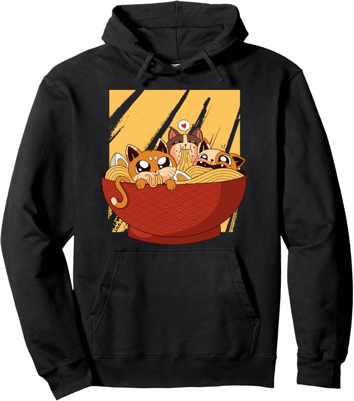 Cats In Ramen Anime Nudeln Japanisch Kawaii Niedlich Pullover Hoodie