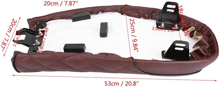 Qiilu Motorrad Sitzbank Sattel Kissen Sitzpad PU Leder für Honda CG125 GN CG CB400SS(Braun)