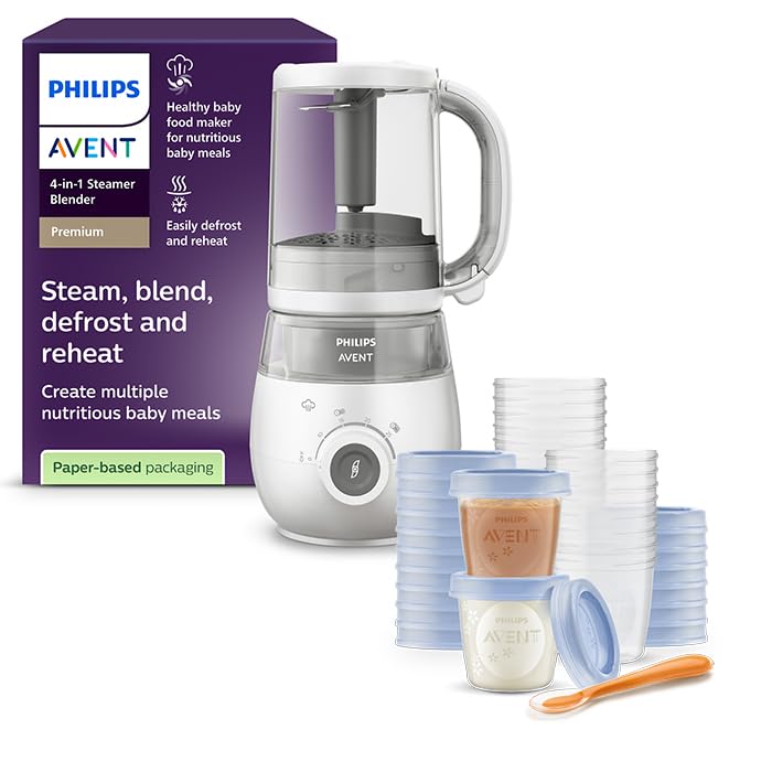 Philips Avent 4-in-1-Babynahrungszubereiter SCF883/01 mit 20er Pack Aufbewahrungsbecher für Babynahr