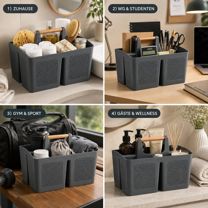 ALINK Portable Dusche Caddy Korb mit Fächern, Kunststoff geteilt Reinigung Caddy Organizer Storage T