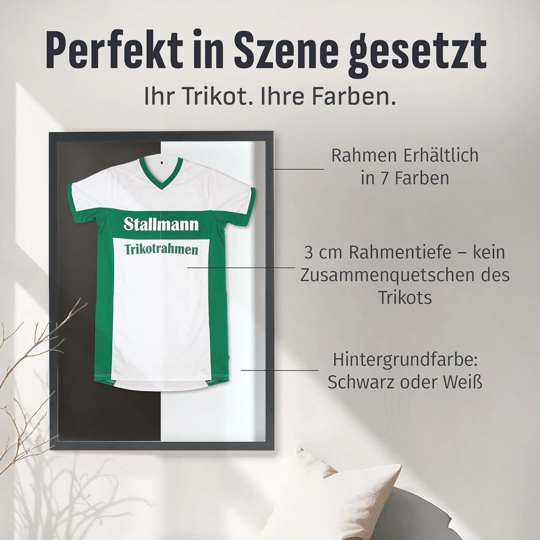 Stallmann Design Trikotrahmen 'Easy Click & Fill' | Rahmen-Farbe: Schwarz | Hintergrund: Weiss | Grö