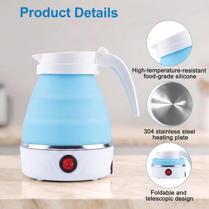 Faltbarer Wasserkessel, 600ml Wasserkocher Faltbarer, Camping Wasserkocher Wasserkessel Tragbarer Mi