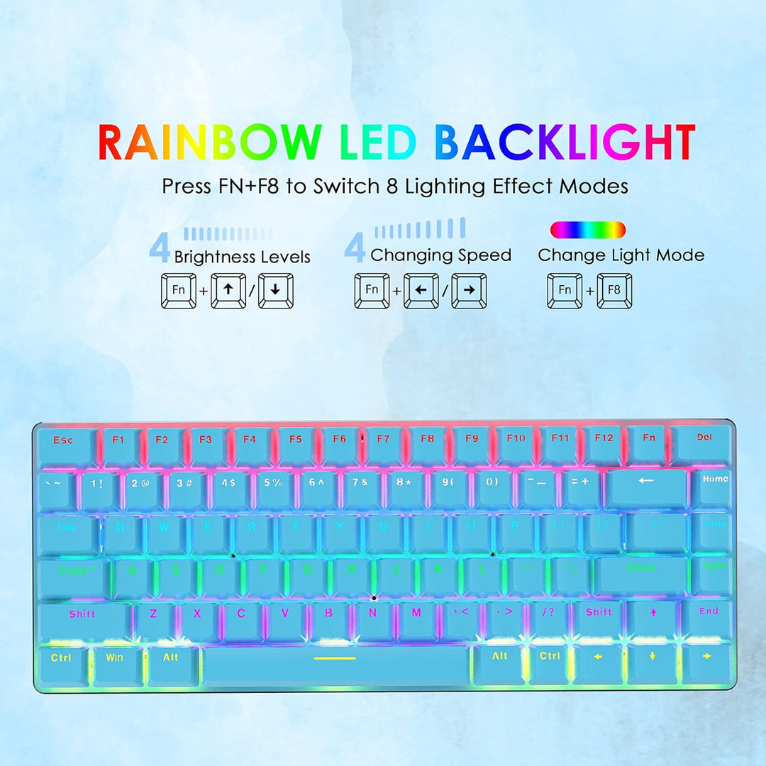 82 Tasten Kabelgebundene Gaming Mechanische Tastatur &amp; Adapter, 80% Rainbow LED Hintergrundbeleuchtu