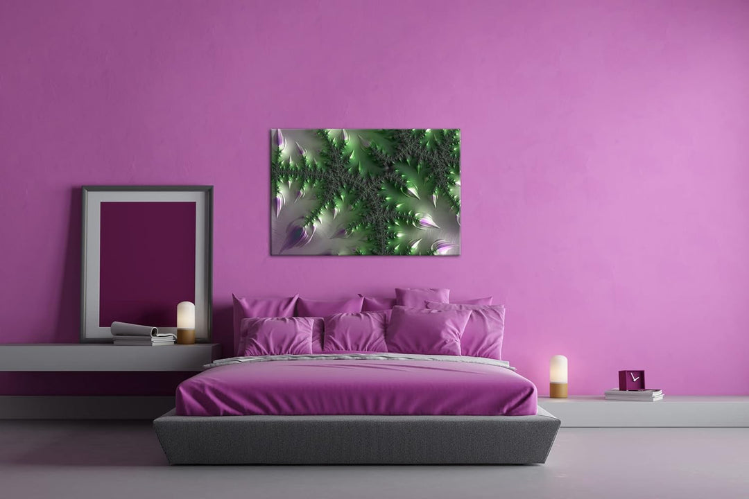 deyoli inspirierendes Fraktal Muster Format: 80x60 als Leinwand, Motiv fertig gerahmt auf Echtholzra