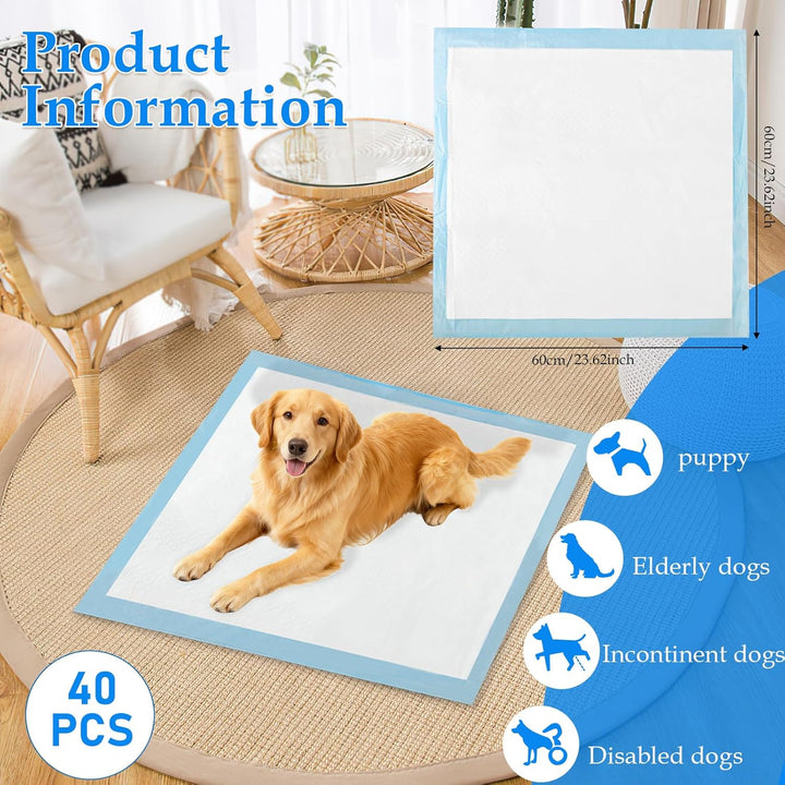 40 Stück Trainingspads für Hunde und Welpen, Auslaufsicheres PIPI Matten für Hunde, 60×60cm Pinkelma