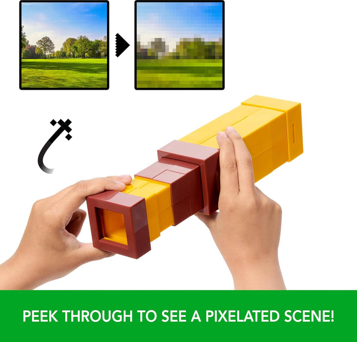 Mattel Minecraft Pixel-Fernrohr Spielzeug mit Pixellinse, Zubehörteil für Rollenspiele und Kostüme i