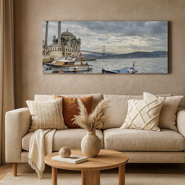 Wandbilder Dekoration Wohnzimmer Architektur asien boot brücke Panorama Bilder auf Leinwand 120x50cm