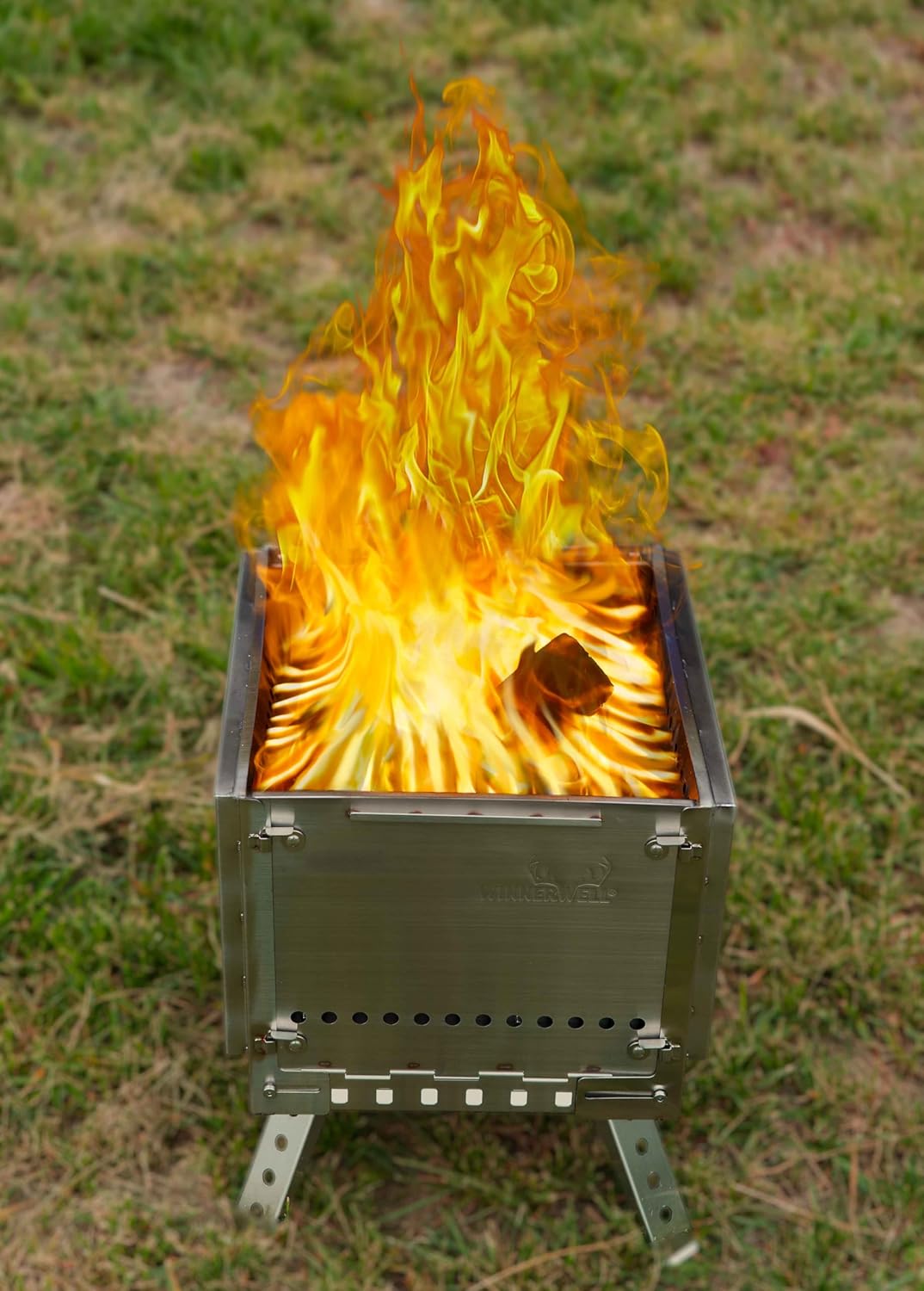 Winnerwell Tragbare Grill-Feuerstelle mit Sekundärverbrennung, Holzkohlebrennstoff, Edelstahl, freis