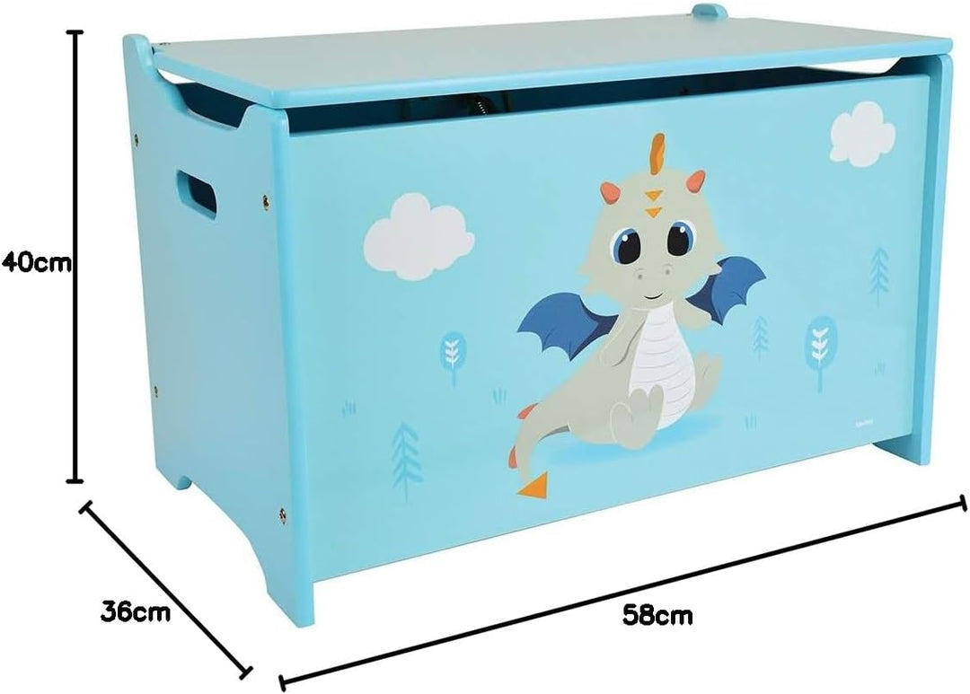 Fun House 713305 Leon Le Dragon Spielzeugkiste für Kinder, Höhe 40 x Länge 58 x Tiefe 36 cm, Holz, b
