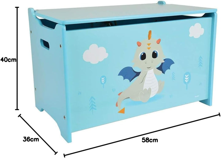 Fun House 713305 Leon Le Dragon Spielzeugkiste für Kinder, Höhe 40 x Länge 58 x Tiefe 36 cm, Holz, b