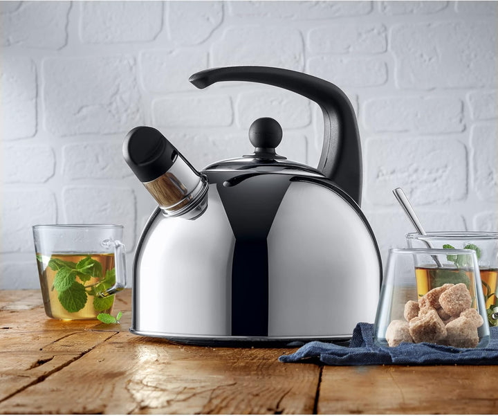 WMF Wasserkessel Induktion 2l, Flötenkessel, Teekessel mit Flöte, Cromargan Edelstahl poliert