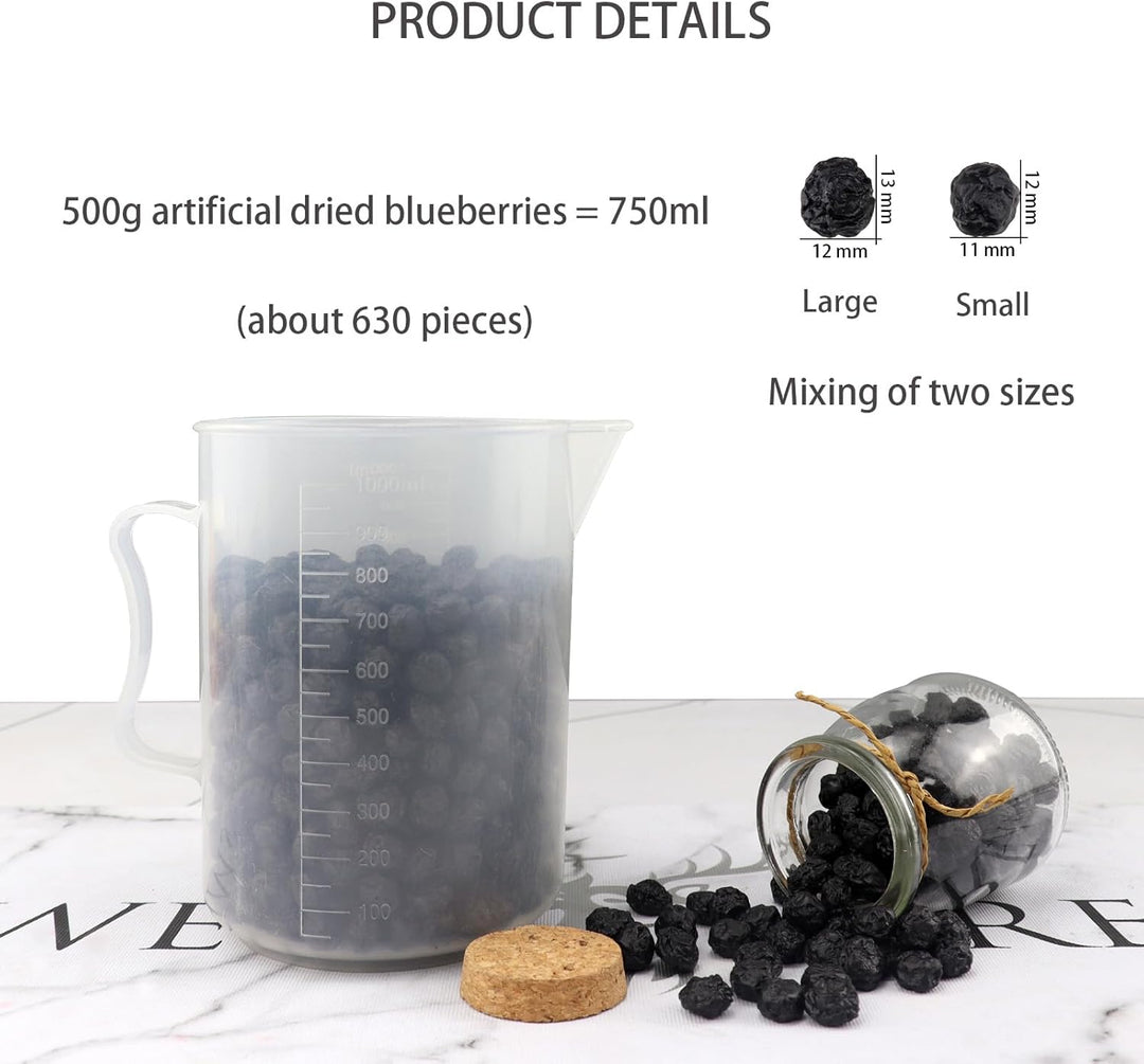 Künstliche getrocknete Blaubeeren 500g (630pcs) gefälschte getrocknete Früchte für Heimküche Tisch M