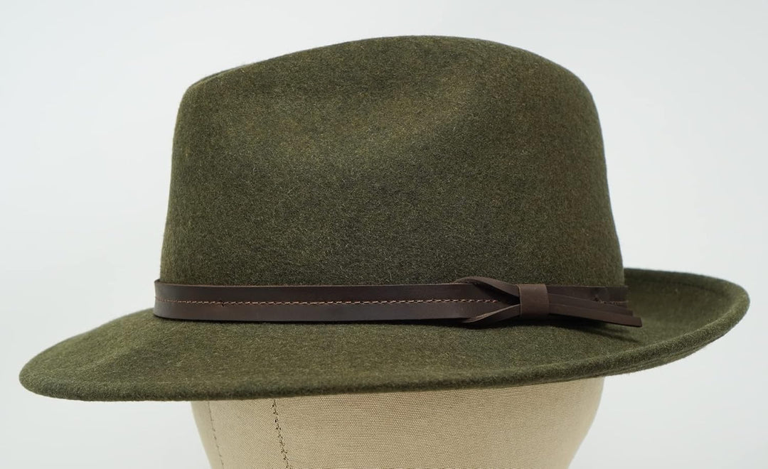 The Stoker – leichte breite Krempe – wasserabweisend – Fedora Trilby Style Filzhut XS Tiefenmoos, XS