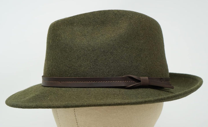 The Stoker – leichte breite Krempe – wasserabweisend – Fedora Trilby Style Filzhut XS Tiefenmoos, XS