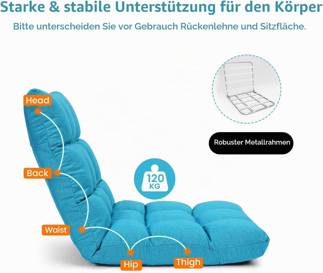 LIFEZEAL Bodenstuhl gepolstert, Bodensessel Bodensofa mit Verstellbarer Rückenlehne, Meditationsstuh