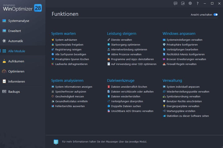 WinOptimizer 27 - 3 USER Lizenz - Tuning für Windows 11 10 7 - unbegrenzte Laufzeit - Sicher, Sauber