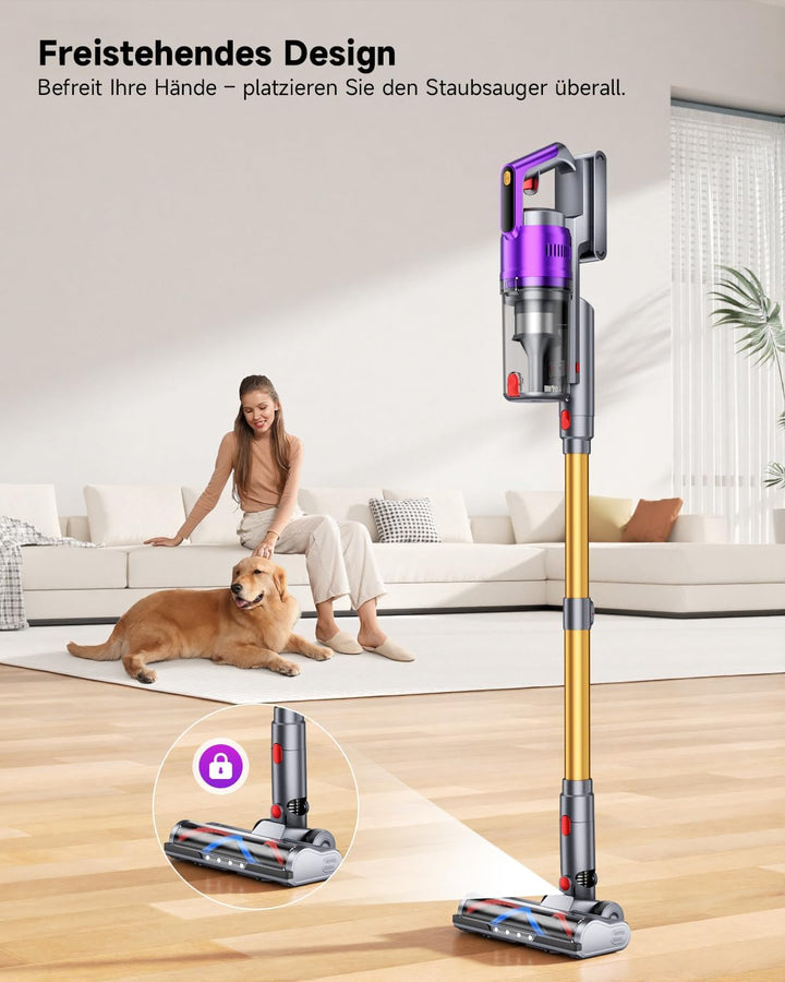 Akku Staubsauger, 55KPa/680W Staubsauger Kabellos mit Smart Display Bis zu 75 Minuten Laufzeit Cordl