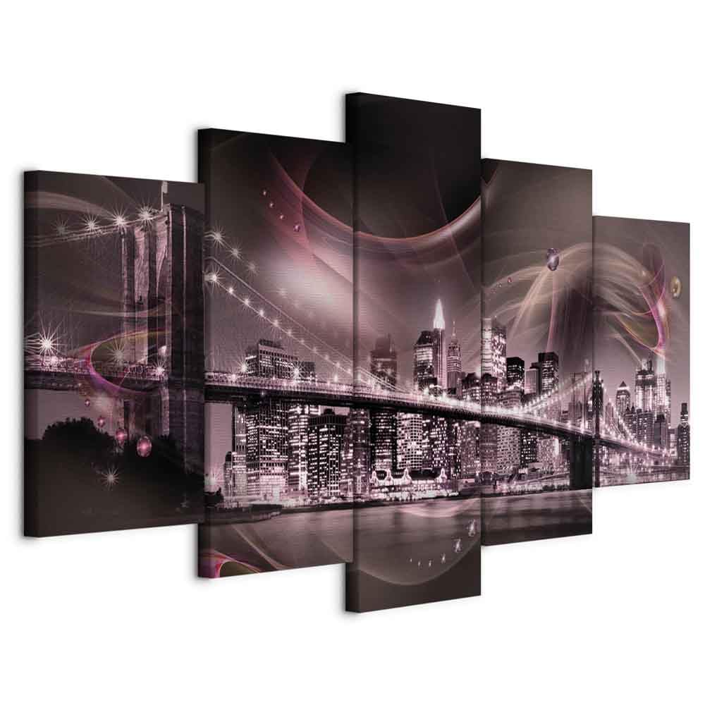 murando - Wandbilder XXL New York 100x50cm 5 tlg - Wand Deko Leinwand Bilder Gross Wanddeko Wohnzimm