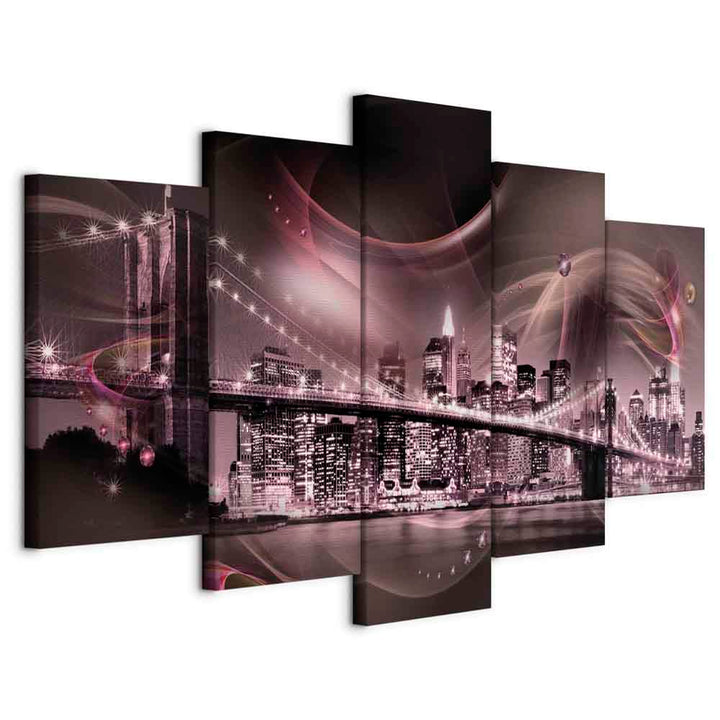 murando - Wandbilder XXL New York 100x50cm 5 tlg - Wand Deko Leinwand Bilder Gross Wanddeko Wohnzimm