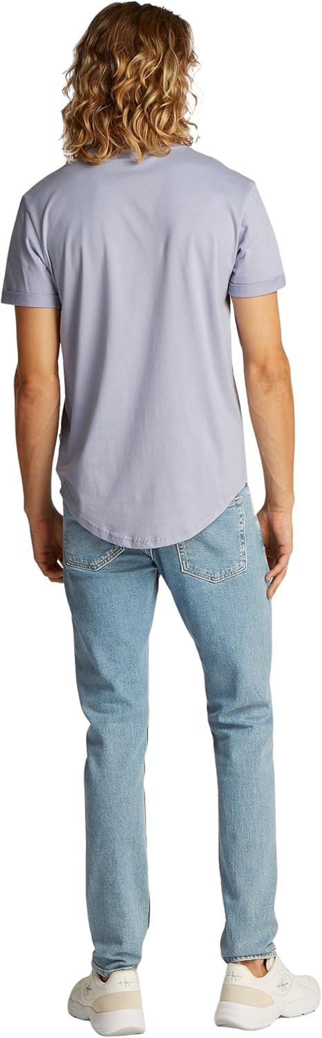 Calvin Klein Herren T-Shirt Kurzarm Badge Turn Up Sleeve Rundhalsausschnitt XS Blue (Aleutian), XS B