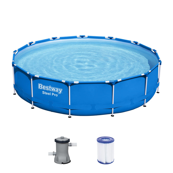 Bestway Steel Pro Frame Pool-Set mit Filterpumpe Ø 396 x 84 cm, blau, rund