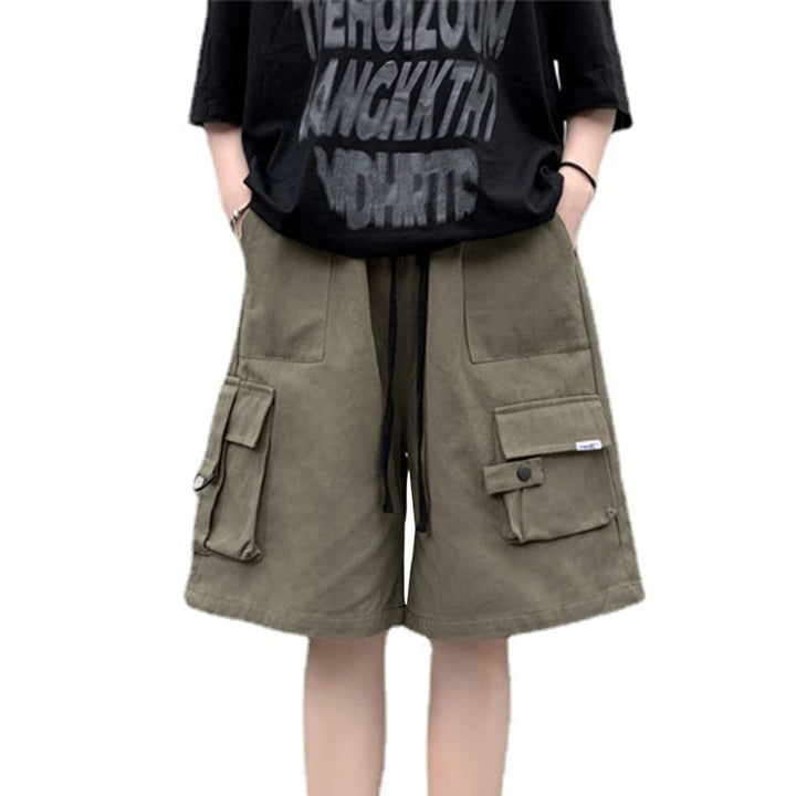 Kurze Hose Damen Knielang Bermuda Cargo Shorts Sommer Loose Fit Casual Harajuku L Army Green, L Army