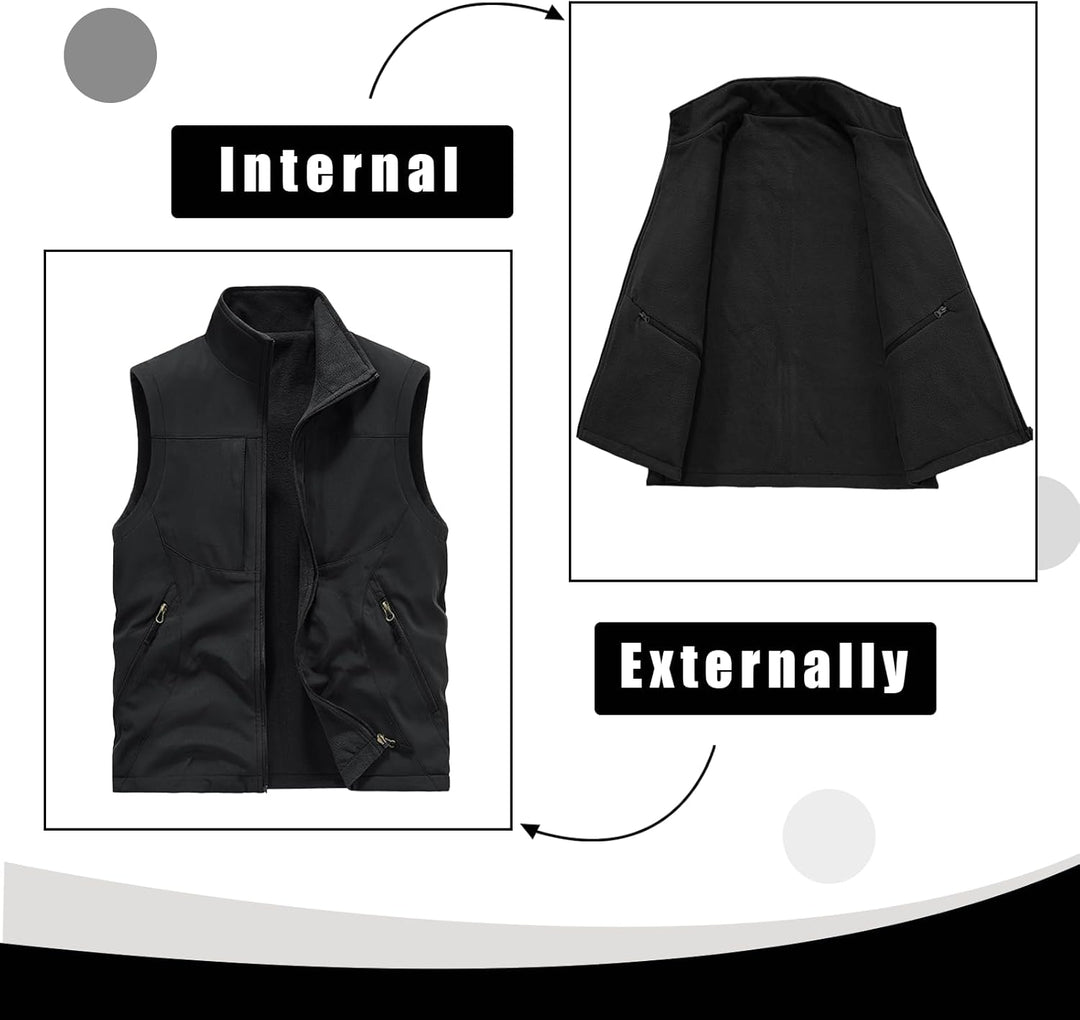 Herren Fleeceweste Reversible Wear Ärmellose Jacken Plus Velvet Outdoor Winddichte Verdickungsweste