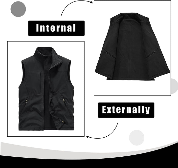 Herren Fleeceweste Reversible Wear Ärmellose Jacken Plus Velvet Outdoor Winddichte Verdickungsweste