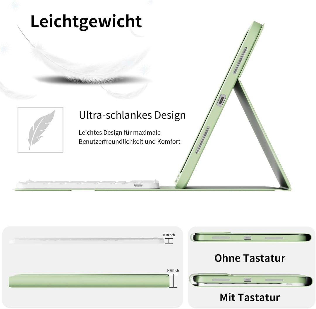 ZOPSGYU Hülle mit Tastatur für iPad A16 11. /10.Generation 11/10,9 Zoll 2025/2022, QWERTZ Layout Key