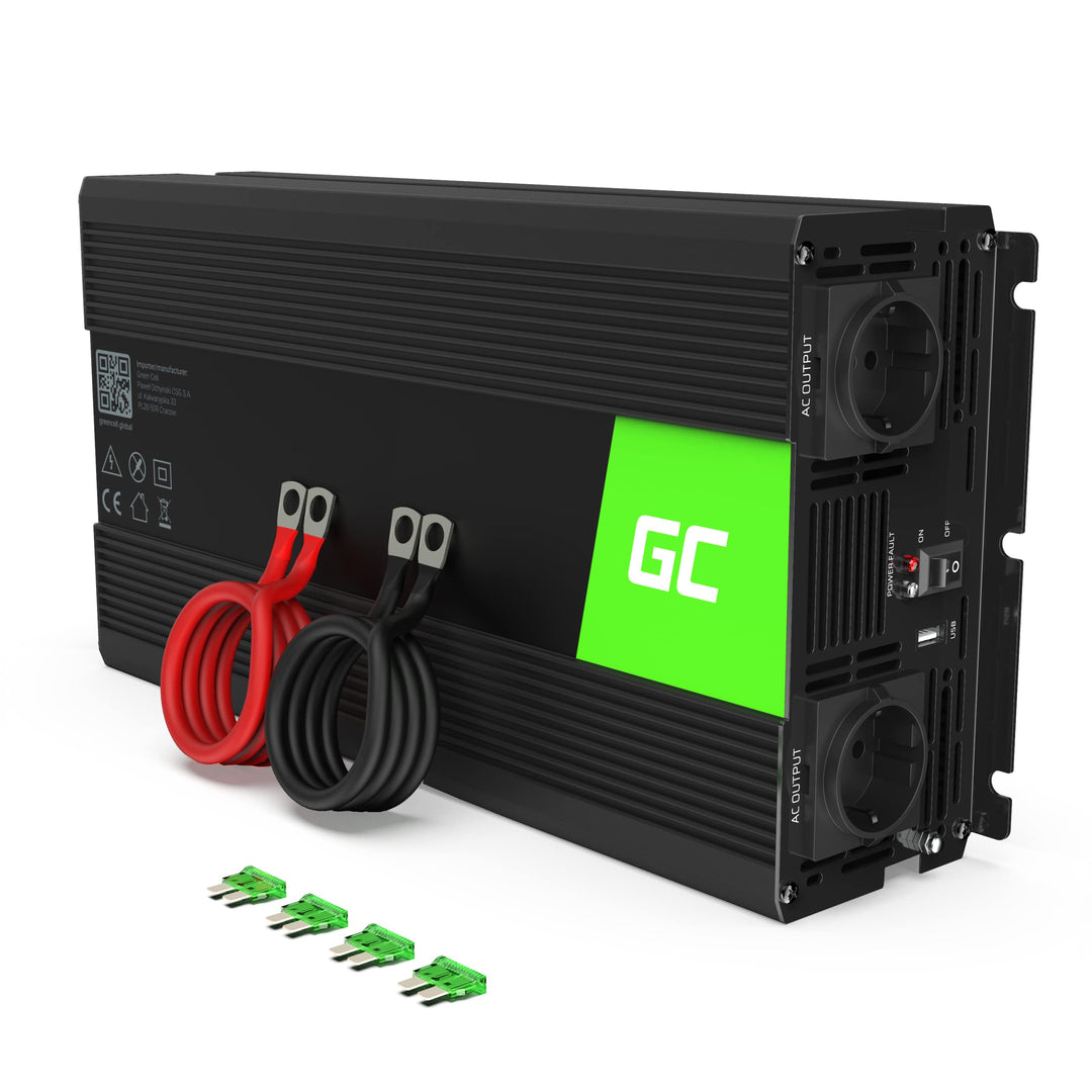 Green Cell 1500W/3000W 24V auf 230V Volt kfz Spannungswandler Wechselrichter Power Solar Inverter DC