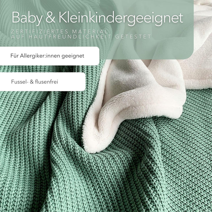 Kuscheldecke”Strick” 145 x 210 cm - Kuschlig warme Sofadecke Wohndecke aus extra weichem Wellnessfle