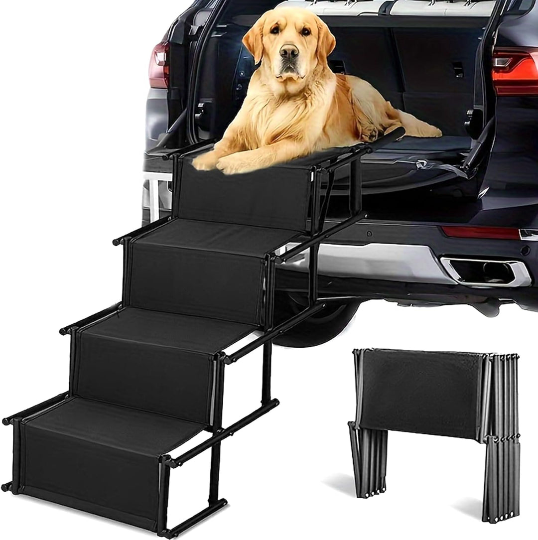 Hundetreppe Auto, Hunderampe Auto klappbar 4 Stufen, Faltbare Hunderampe Auto, für SUV-LKW-Hochbette