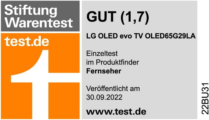 LG OLED65G29LA TV 165 cm (65 Zoll) OLED evo Fernseher (Cinema HDR, 120 Hz, Wandhalterung) [Modelljah