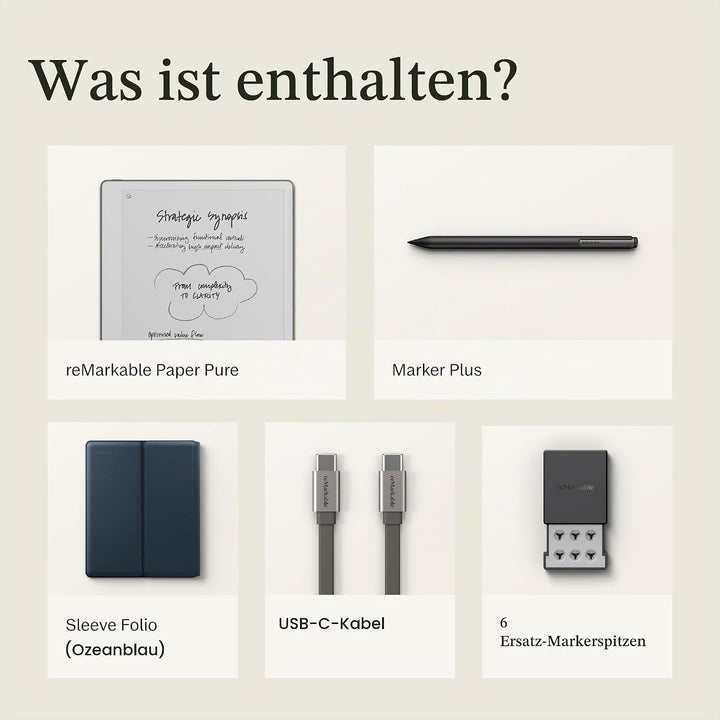 reMarkable Paper Pure Bundle – Paper Tablet mit 10,3-Zoll-Schwarz-Weiss-Display – Digitales Notizbuc