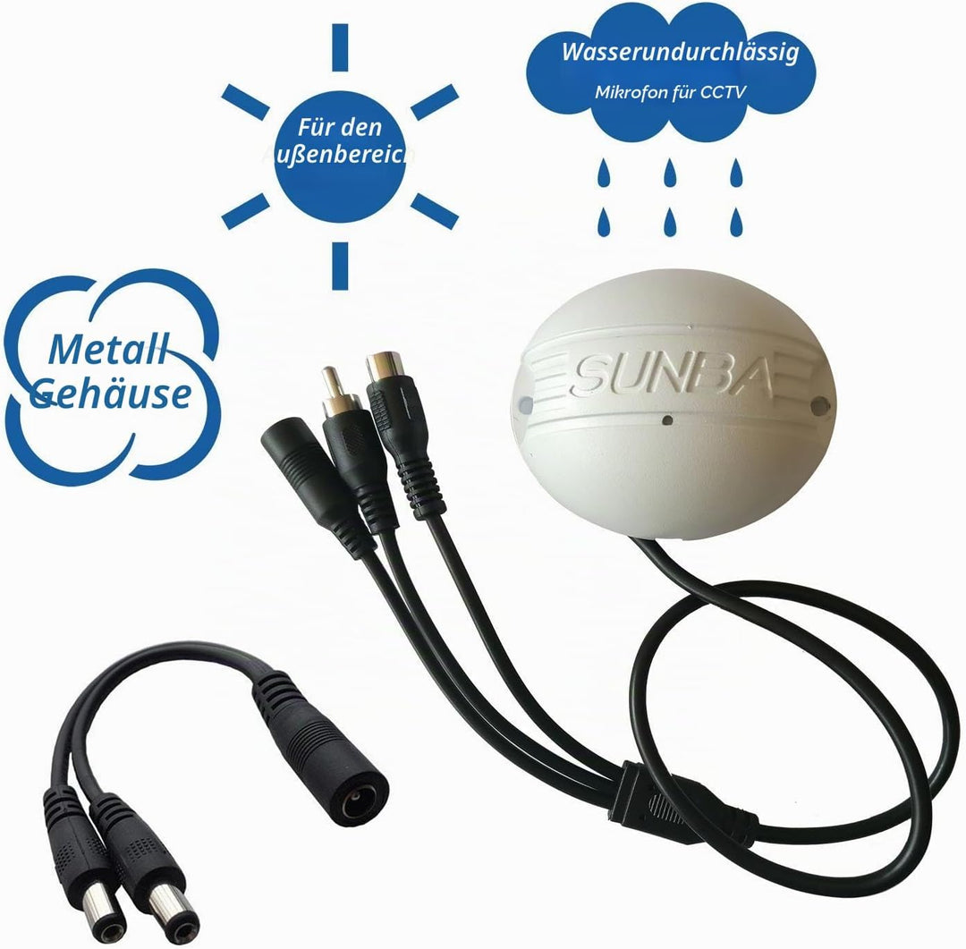Sunba Outdoor Aluminium CCTV Mikrofone für IP Kameras mit RCA Interface