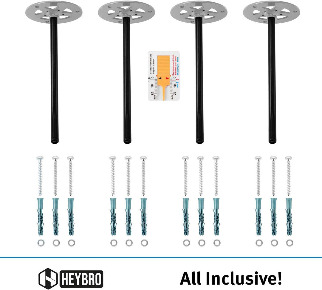 HEYBRO® Universale Reifen Wandhalterung im 4 er Set - platzsparende Aufbewahrung Ihrer Autoreifen -