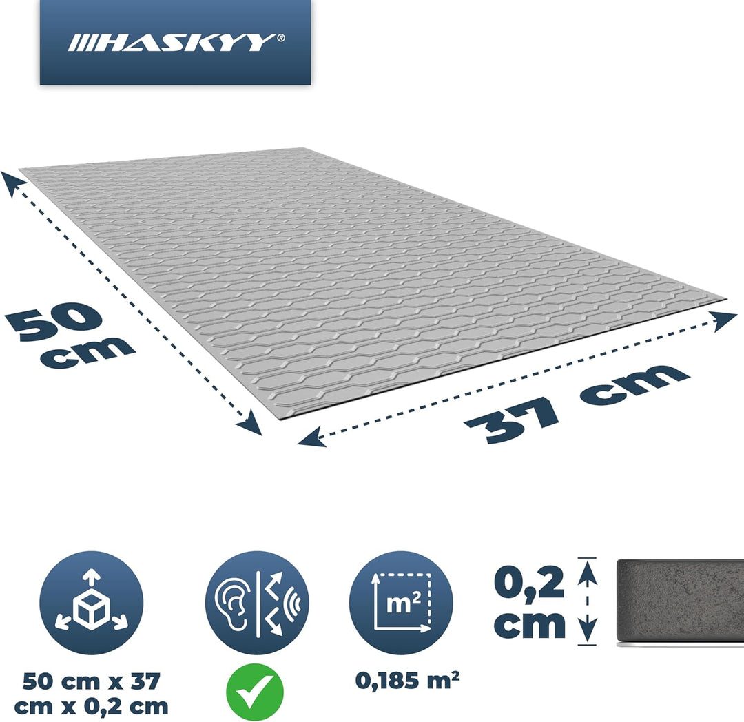 Haskyy 2mm Alubutyl Platten 1,11m² 500x370mm 6x Anti Dröhn Dämmmatte selbstklebend Auto Dämmung - KF