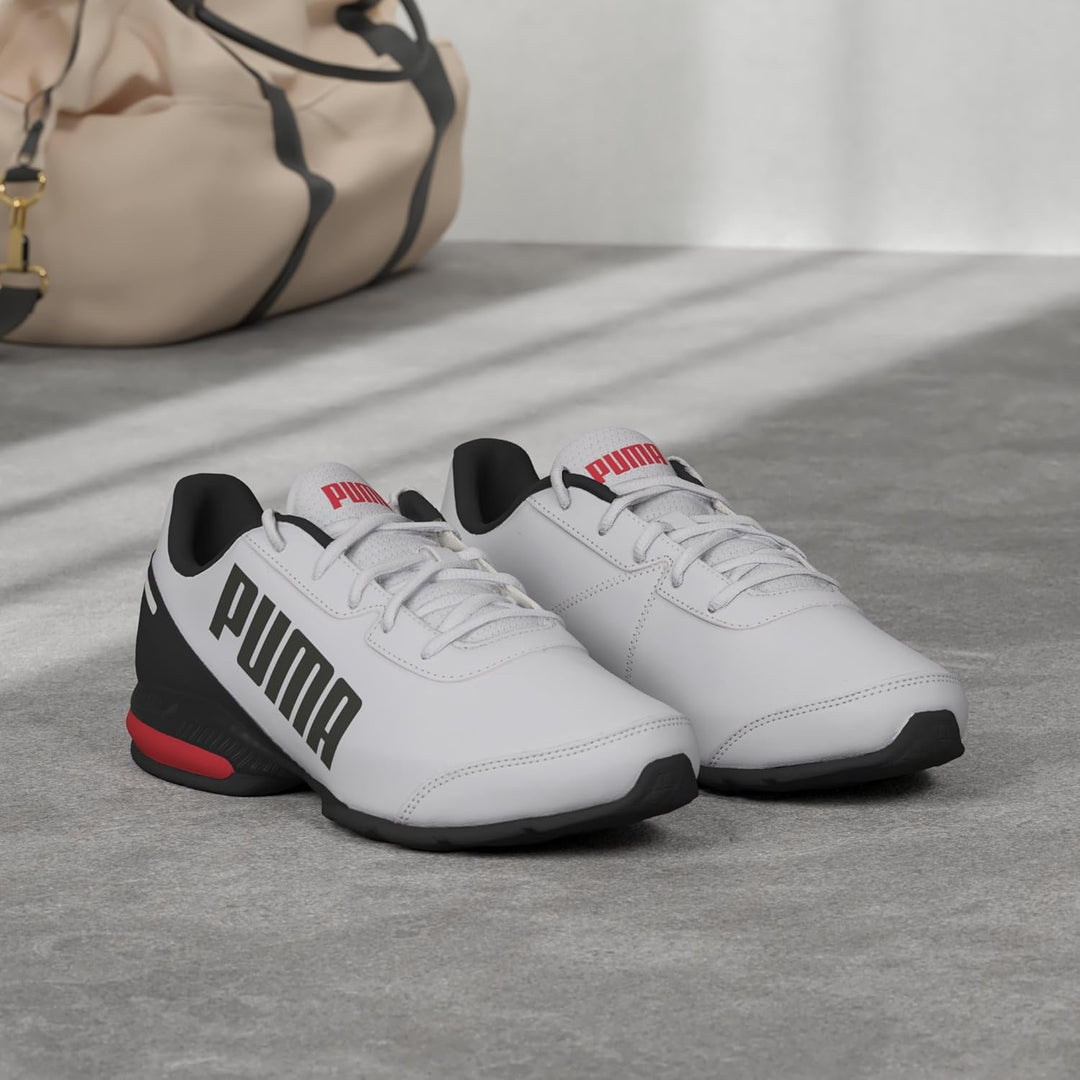 PUMA Herren Equate Sl Strassen-Laufschuh 47 EU Puma White Puma Black High Risk Red, 47 EU Puma White