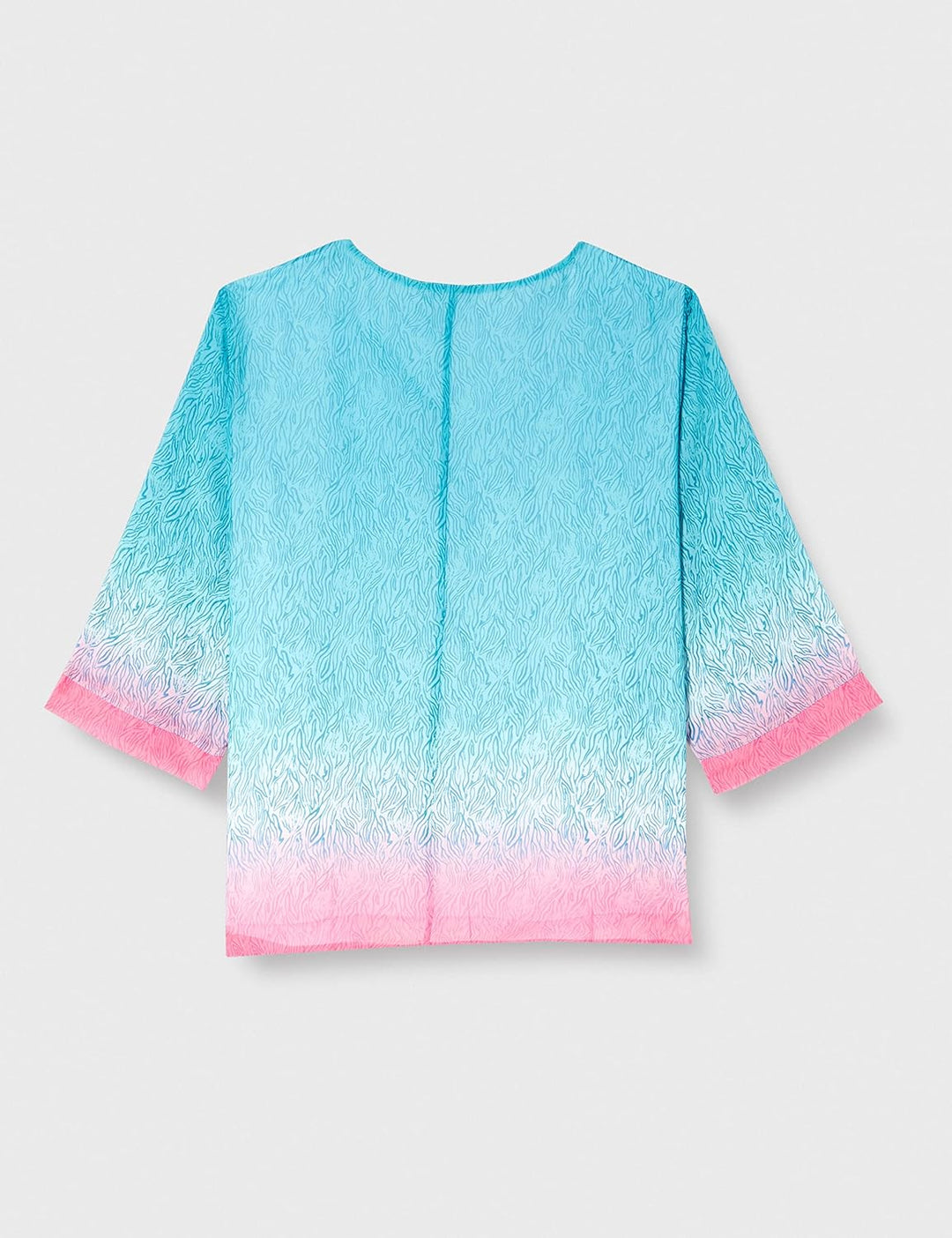 SAMOON Damen 271042-26210 T-Shirt, Cyan Gemustert, 56 Cyan Gemustert Westlich, Cyan Gemustert Westli