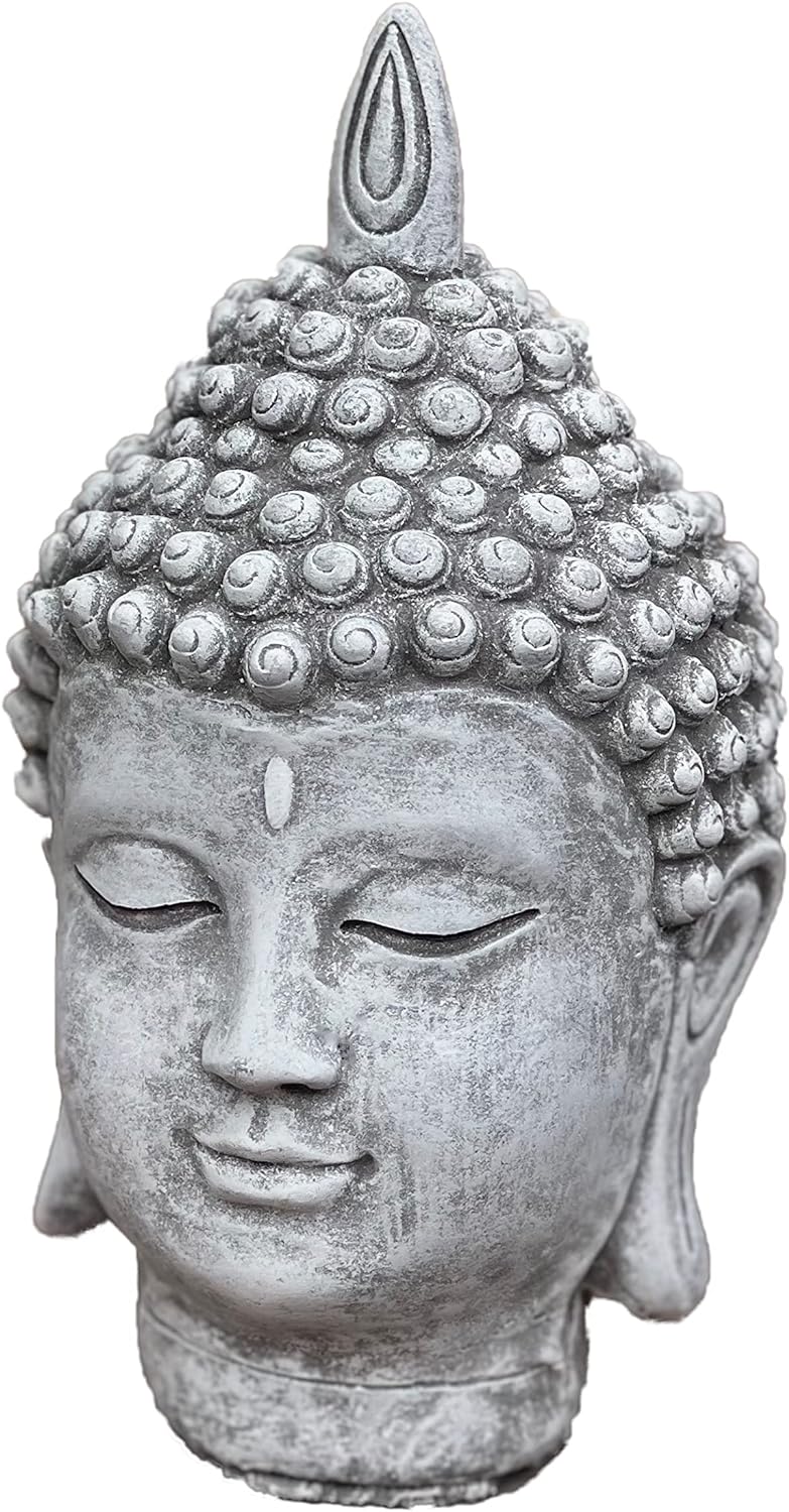 stoneandstyle Steinfigur Shiva Kopf mittel ca. 24 cm Höhe frostfest Steinguss