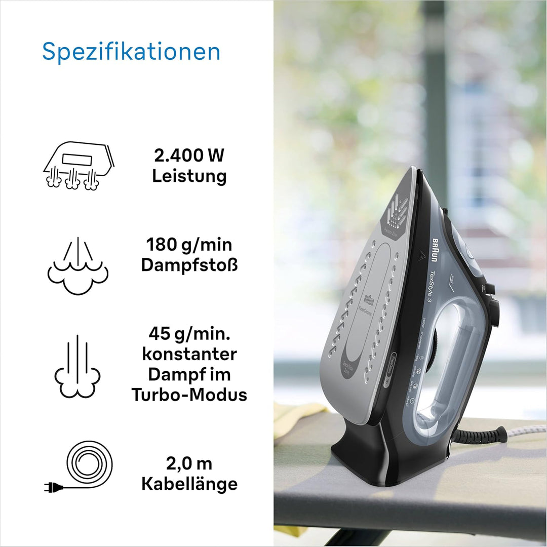Braun Household BK TexStyle 3 SI 3055 Steam Iron, Plastic, 2400 W