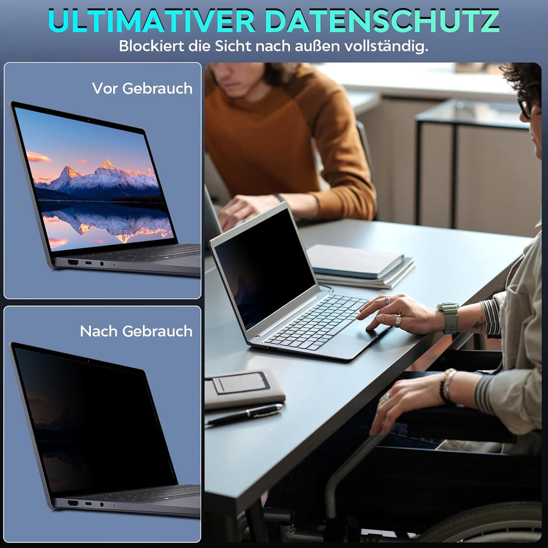 Sichtschutzfolie Laptop 13,3 Zoll 16:9, Anti Spy Blaulicht Blendfrei Blickschutzfolie, Abnehmbarer 1
