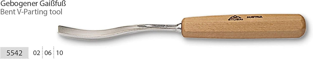 Stubai Stechbeitel Serie 55 - Form 42 : Gebogener Gaissfuss 2mm - 554210, V-förmigen Schneide, sowoh