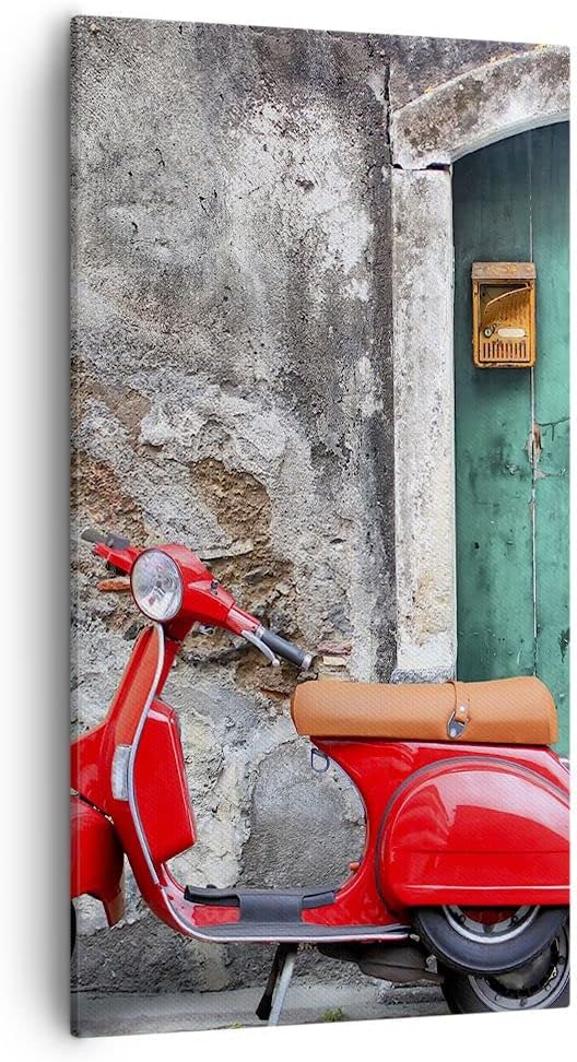 Bilder auf Leinwand 55x100cm Leinwandbild mit Rahmen Scooter transport italien retro Gross Wanddeko