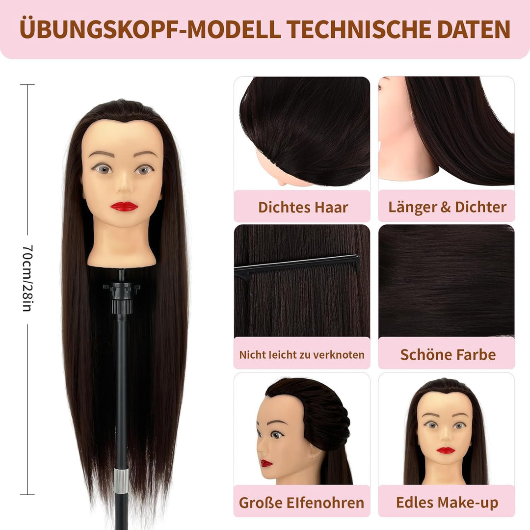 Trainingsköpfe 100% von dem Hochtemperaturfaser Haar 28zoll Trainingskopf für Frisöre with stand DIY